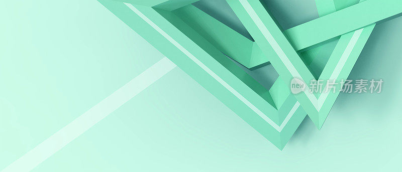 抽象的背景。商业概念与几何形状箭头的成功和不同的目标在绿色。banner,website,Copy Space -3d渲染